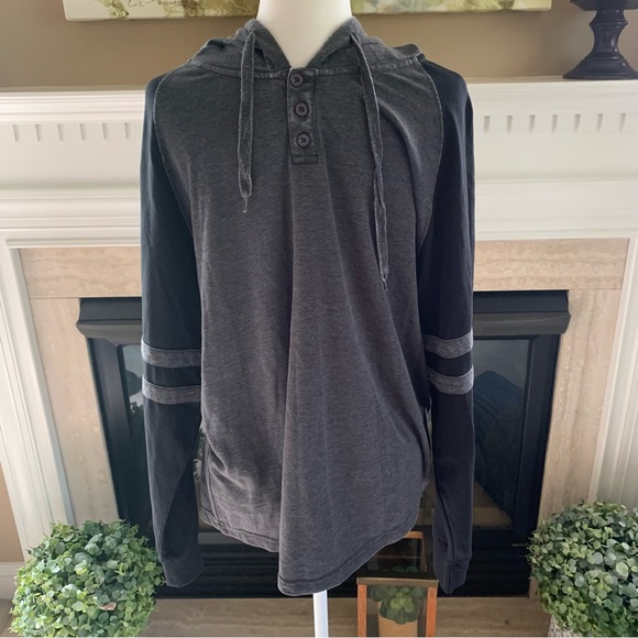 U.S. Apparel Grey Long Sleeve Top with Hood (Size Large) - Picture 1 of 10